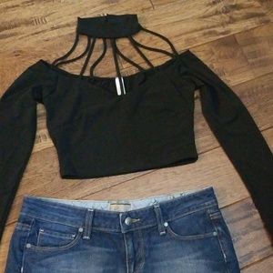 Black caged long sleeve Crop top